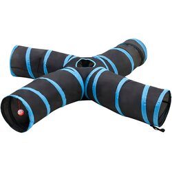 vidaXL Mačji tunel 4-smerni črno-moder 25 cm poliester, (5000291186) Cene