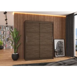  POKODOVANA Garderobna omara z drsnimi vrati Denver okoladno rjava - 150 cm Cene
