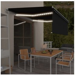  Avtomatska tenda s senčilom LED + senzor 4x3 m antracitna Cene