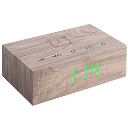Gingko Electronics siva lesena LED budilka Flip Click Cene
