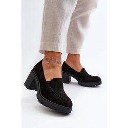 Kesi Women's eco suede high-heeled and platform shoes, black Arablosa Cene