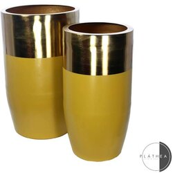  Set 2 metalne obloge za saksije zlatno/oker 132164 Cene