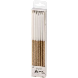 Big stick, svećice, zlatno bela, 12K sa držačima Cene