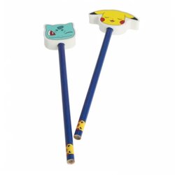 LA PLUME DOREE Pokemon - Pikachu & Bulbasaur - 2 Pencils With Eraser Cene