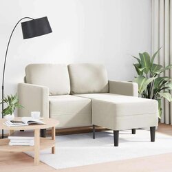 SOFA 2-sjed s ležaljkom u obliku slova L krem 125 cm baršun Cene