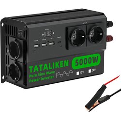 TATALIKEN Inverter s čistim sinusnim valom, 4 EU vtičnice, DC na AC pretvorba, 5000WEU-black, 220V, 12V, (5000159094) Cene