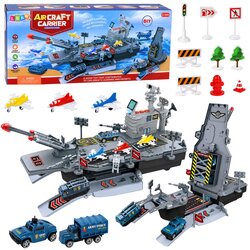 Military Set Aircraft Carrier Base Fighters Vehicles Lights Sound Cene