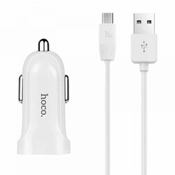 Hoco avtopolnilec Z2A 2,4 A s kablom 1m MicroUSB - bel Cene