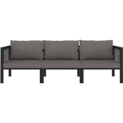 Maison Chic kavč - Sofa - Kanape trosed z blazinami antraciten poli ratan, (21726868) Cene