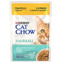 Cat Chow Purina Cat Chow Hairball s piščancem in stročjim fižolom v omaki - mokra hrana za mačke - 85 g, (21385754) Cene