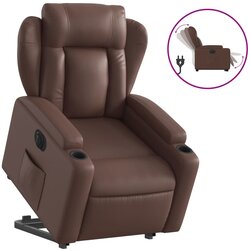 Maison Chic Električni naslanjač - Relax naslanjač s funkcijo vstajanja rjavo umetno usnje, (22061440) Cene