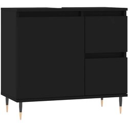 Maison Chic Kopalniška omarica - Kopalniški kabinet črna 65x33x60 cm inženirski les, (21794777) Cene