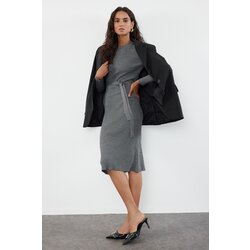 Trendyol Anthraci Midi Knitwear Belt Detailed Dress Cijene