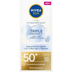 Nivea sun Triple protect ultra lagani fluid za zaštitu kože lica od sunca SPF50+ 40 ml Cene