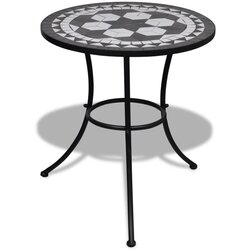 vidaXL Bistro stolić crno-bijeli 60 cm s mozaikom Cijene