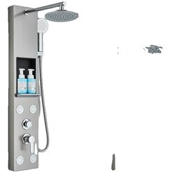 ulgksd Sistem tuš panela z dežjem, SPA telesni curki, LCD prikaz temperature, brušeni nikelj 7001, (5000159321) Cene