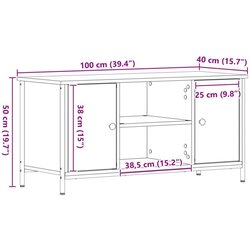 TV Kabinet Crni Hrast 100x40x50 cm Inženjerski Drvo i Čelik Cijene