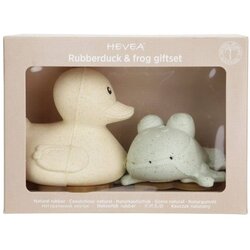Hevea squeeze'n'splash igračke za kupanje poklon set gumena patka i žaba, snežno plava i žalfija Cene