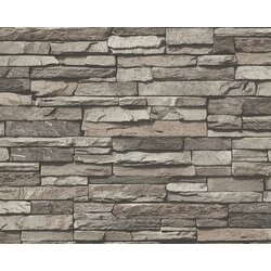 A.S. CREATION TAPETEN Tapeta iz netkane tekstilije AS CREATION Wood-n-Stone (bež-sivo-črna, videz kamenja, 10,05 x 0,53 m) Cene