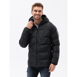 Ombre quilted heavily insulated men's jacket with raglan sleeves - black Cene