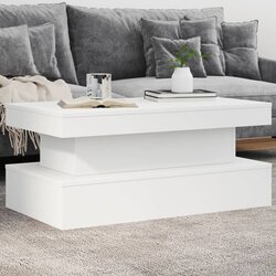 vidaXL Stolić za kavu s LED svjetlima bijeli 90 x 50 x 40 cm Cijene