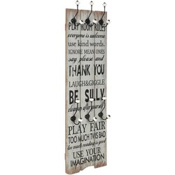 vidaXL Stenski obešalnik s 6 kljukicami 120x40 cm THANK YOU, (20768572) Cene