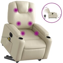 Maison Chic Električni masažni stol - Relax naslanjač s funkcijo vstajanja krem umetno usnje, (22062086) Cene