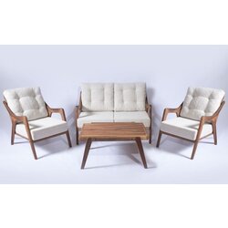 Hanah home MYC01 Cream Garden Table & Chairs Set (4 Pieces) Cene