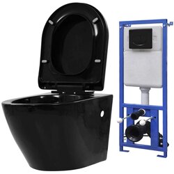  Viseča WC školjka z vgradnim kotličkom keramika črna, (20766841) Cene