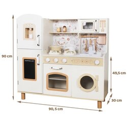 Kinder Home Dječja drvena kuhinja – vintage model s elektroničkim pločama, svjetlima, zvukovima i sudoperom s tekućom vodom, 91 × 31 × 90 cm Cene