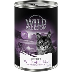 Wild Freedom Adult Sterilised 6 x 400 g - receptura brez žitaric - Wild Hills Sterilised - piščanec z raco Cene