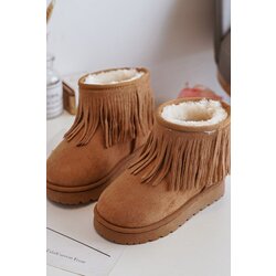 Kesi Insulated children's snow boots with decorative Camel Nimia fringes Cene