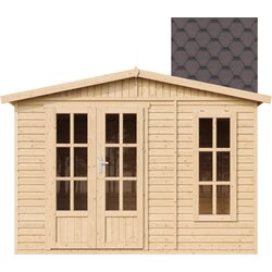 Timbela Lesena vrtna hiša - H232x332x222 cm/6 m² - Vrtna pisarna s podom in bitumenskimi ploščicami - M334FB+H334FBROWN, (21999121) Cene