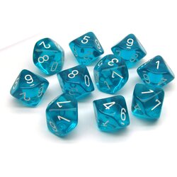 Chessex kockice - translucent - teal & white (10) Cene
