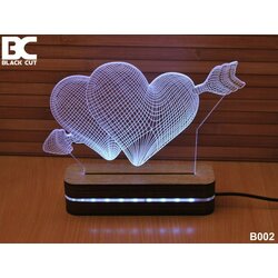 Black Cut 3D lampa sa 9 različitih boja i daljinskim upravljačem - srca i strela ( B002 ) Cene