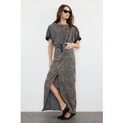 Trendyol Multicolored Leopard Patterned Maxi Denim Skirt Cene