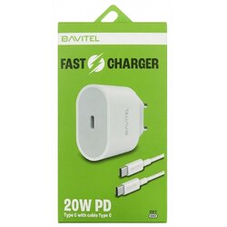 BAVITEL punjač 20W PD Type C +kabl Type C/ Type C bela Cene