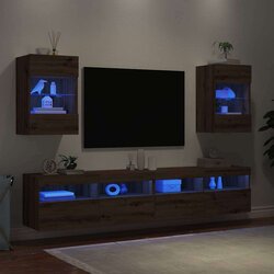 vidaXL TV zidni ormarići s LED svjetlima 2 kom Artisan hrast Cijene