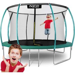 Neo-Sport profilirani vrtni trampolin 374 cm (12 ft) s unutarnjom mrežom,tirkizni Cene