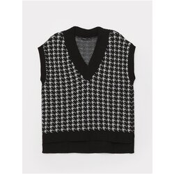 LC Waikiki V-Neck Patterned Oversized Women's Knitwear Sweater Cene