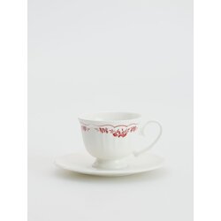 Reserved porcelanasta skodelica s krožnikom - burgundy Cene