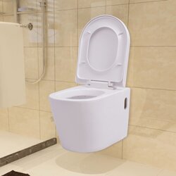 vidaXL Viseča WC Školjka Keramična Bela, (20766865) Cene
