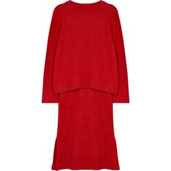 Trendyol Red Soft Textured Knitwear Bottom-Top Set Cijene