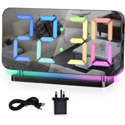 SZELAM Digitalna budilka z RGB LED zaslonom, USB priključki in nočno lučko Cene