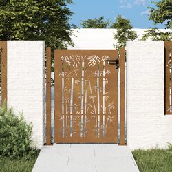 vidaXL Vrtna vrata 105x155 cm Corten jeklo dizajn bambusa Cene
