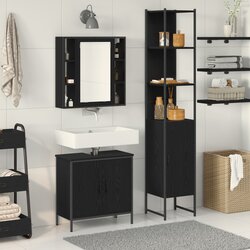 vidaXL Ormarić za umivaonik crni hrast 60x30x60 cm konstruirano drvo, Kupaonski ormar crni hrast 33x33x185.5 cm konstruirano drvo Cijene