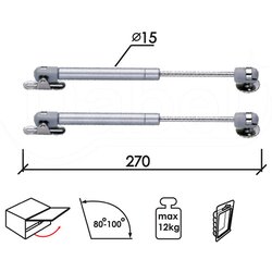 Dabel amortizer gas za nameš sil 270/15 mm 2kom 120n/12kg Cene