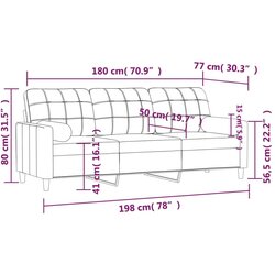 vidaXL Trosjed s ukrasnim jastucima tamnosivi 180 cm od tkanine Cijene