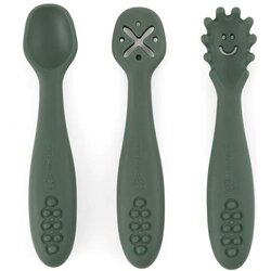 Petite&Mars Silikonske žlice za učenje 3 kosi 6 m+ Take&Match, Misty Green Cene