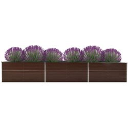 vidaXL Povišena vrtna gredica od pocinčanog čelika 480x80x77 cm smeđa Cijene